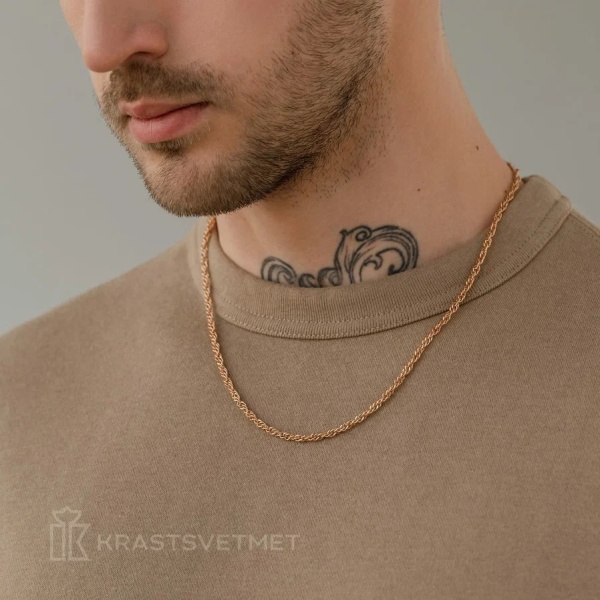 Цепь из красного золота 585, плетение «Сингапур»